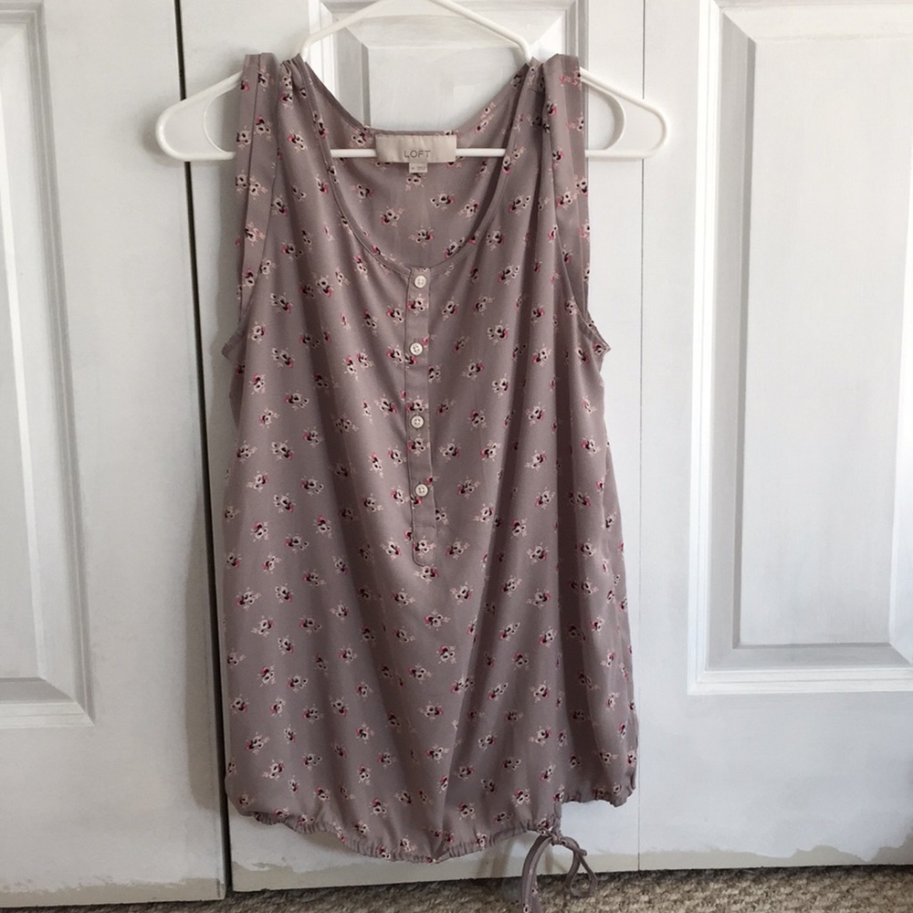 LOFT purple tank top with flower pattern